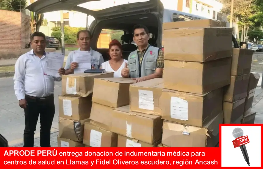 APRODE PERÚ entrega donación de indumentaria médica para centros de salud en Llamas y Fidel Oliveros escudero, región Ancash